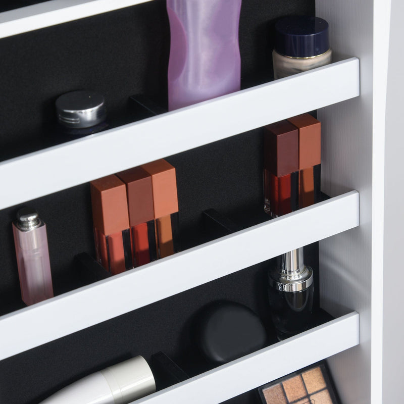 Jewellery Cabinet, Full-Length Mirror, Lockable, White