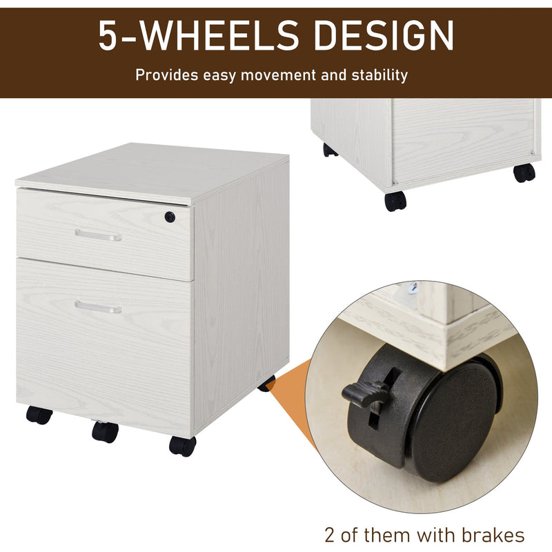 2-Drawer Locking Filing Cabinet, White