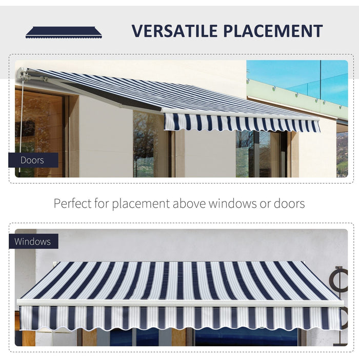 Manual Retractable Awning, 3.5 x 2.5 m, Blue/White
