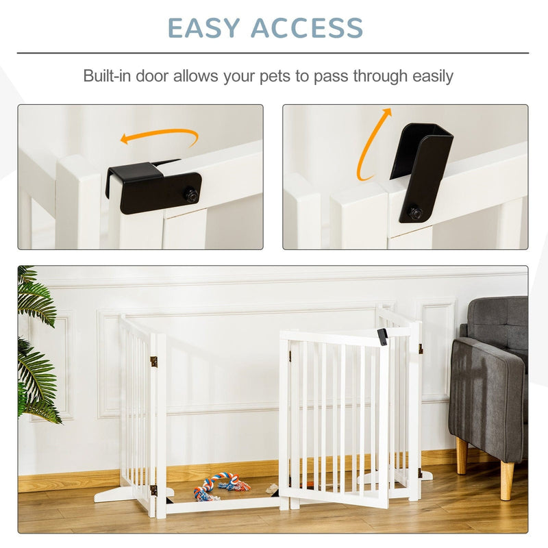Wooden Dog Gate Indoor, Foldable, Freestanding, 80 x 237.5cm