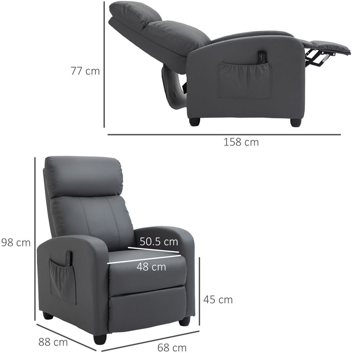 Leather Recliner Chair with Massage, Footrest, Remote, Black