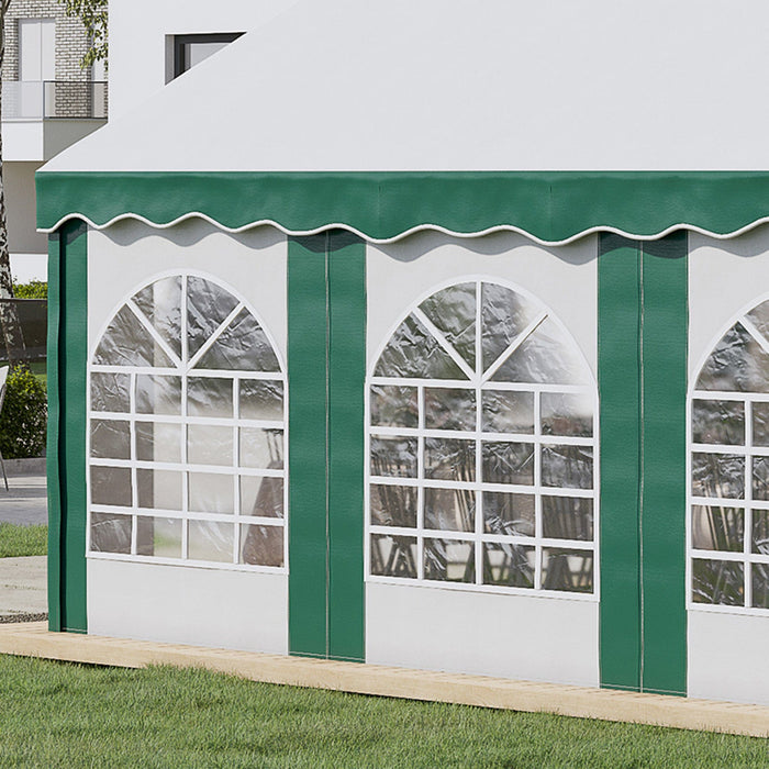 6x4m Metal Frame Gazebo Tent With Sides, White/Green