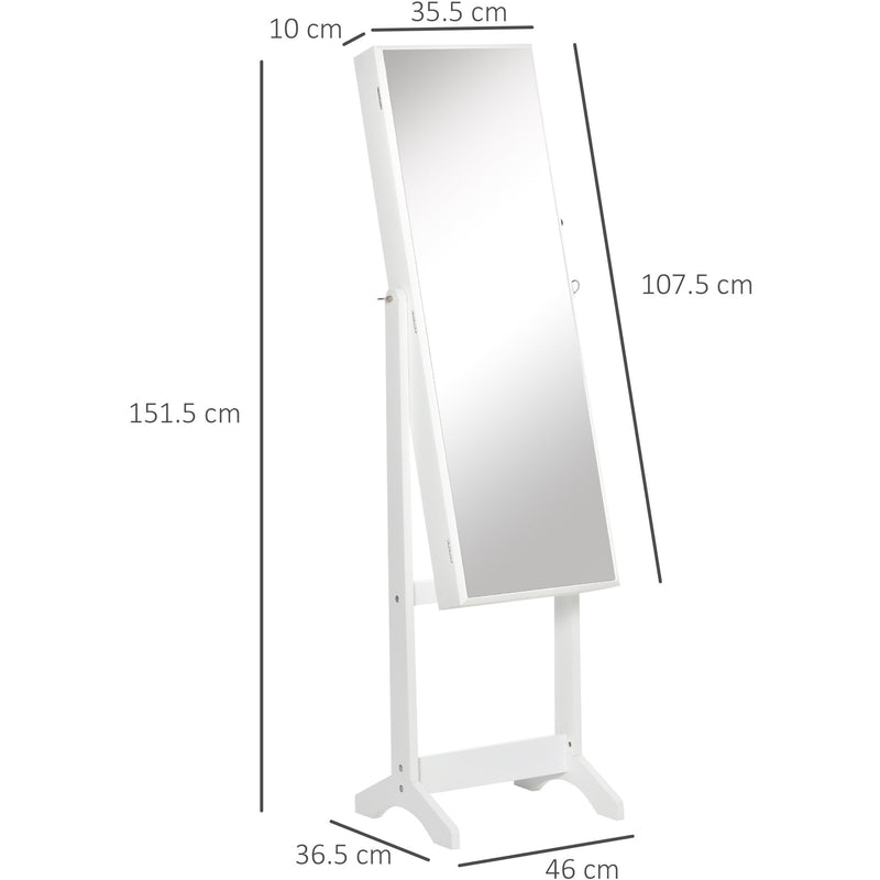 Lockable Jewellery Cabinet, Full-Length Mirror, Bedroom Decor