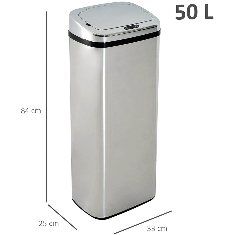 Homcom Kitchen Sensor Bin 50L - Stainless Steel