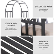 Metal Arch Garden Bench with Cushion, 114x60x206cm, Black Outsunny