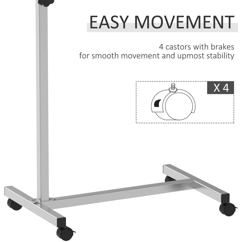 Adjustable Overbed Chair Table with Lockable Castors