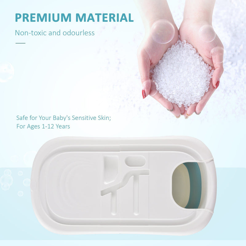 Folding Baby Bath, Non-Slip Pads, Top Cover, 0-6 Yrs, Blue