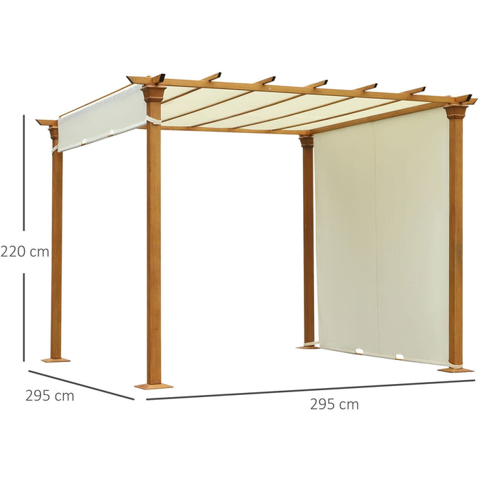 Metal Pergola With Retractable Roof, 3 x 3m, Beige