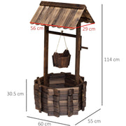 Wooden Wishing Well Planter w/ Bucket Outsunny