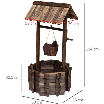 Wooden Wishing Well Planter w/ Bucket Outsunny