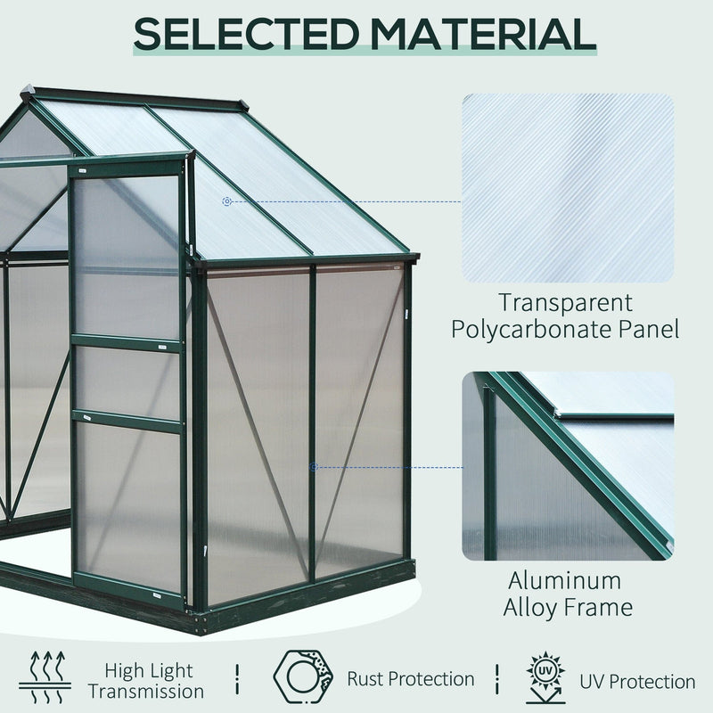 Polycarbonate Greenhouse, Walk In, Galvanised Frame, Clear