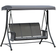3 Person Garden Swing Chair With Side Pockets, Canopy Outsunny