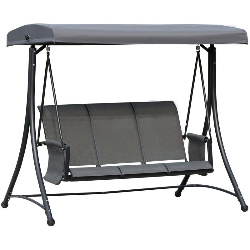 3 Person Garden Swing Chair With Side Pockets, Canopy Outsunny