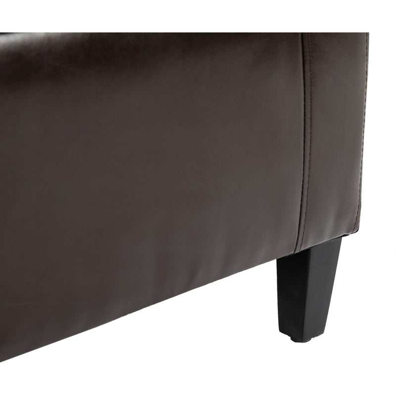 Brown Leather Storage Ottoman, 92x40x40 cm
