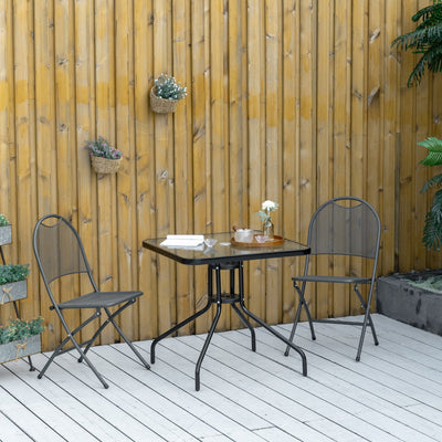 Sqaure Patio Table with Umbrella Hole 76x76cm Outsunny
