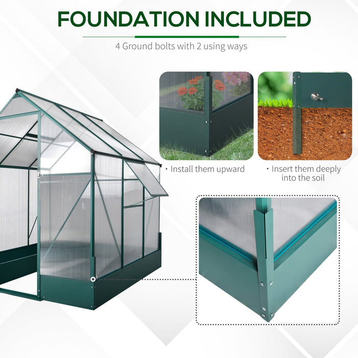 6x6 Polycarbonate Greenhouse, Custom Interior, Aluminium Frame