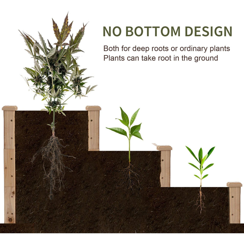 3 Tier Raised Wooden Garden Bed, 124x124 cm Outsunny