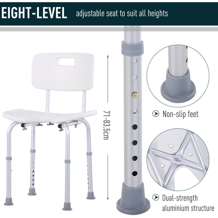 Shower Seat With Legs, Non Slip Feet, Adjustable Legs