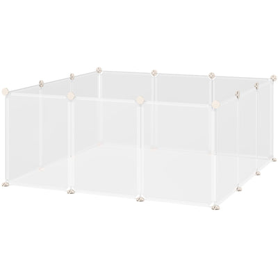 White DIY Plastic Pet Playpen: 12 Panels Pawhut