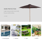 3m Bamboo Patio Umbrella, Coffee Outsunny