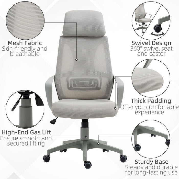 Swivel Office Chair With Wheels, Ergonomic Mesh Back