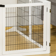 White Freestanding Wooden Pet Gate, 6 Panels Pawhut