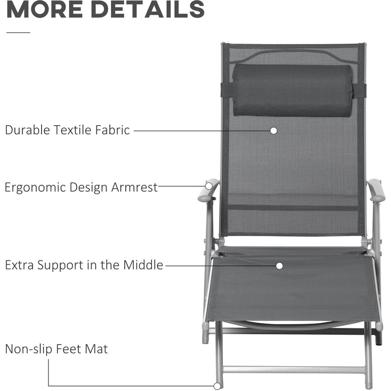 Folding Sun Lounger With Pillow