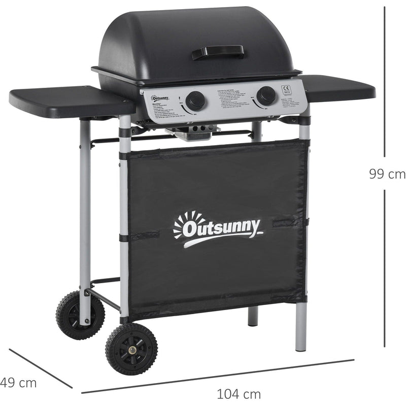 Image of a 2 Burner Gas BBQ Grill Trolley