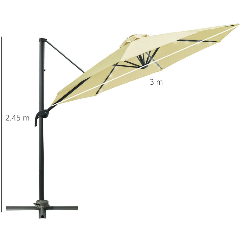 3m Roma Offset Cantilever Patio Parasol, 360° Rotation