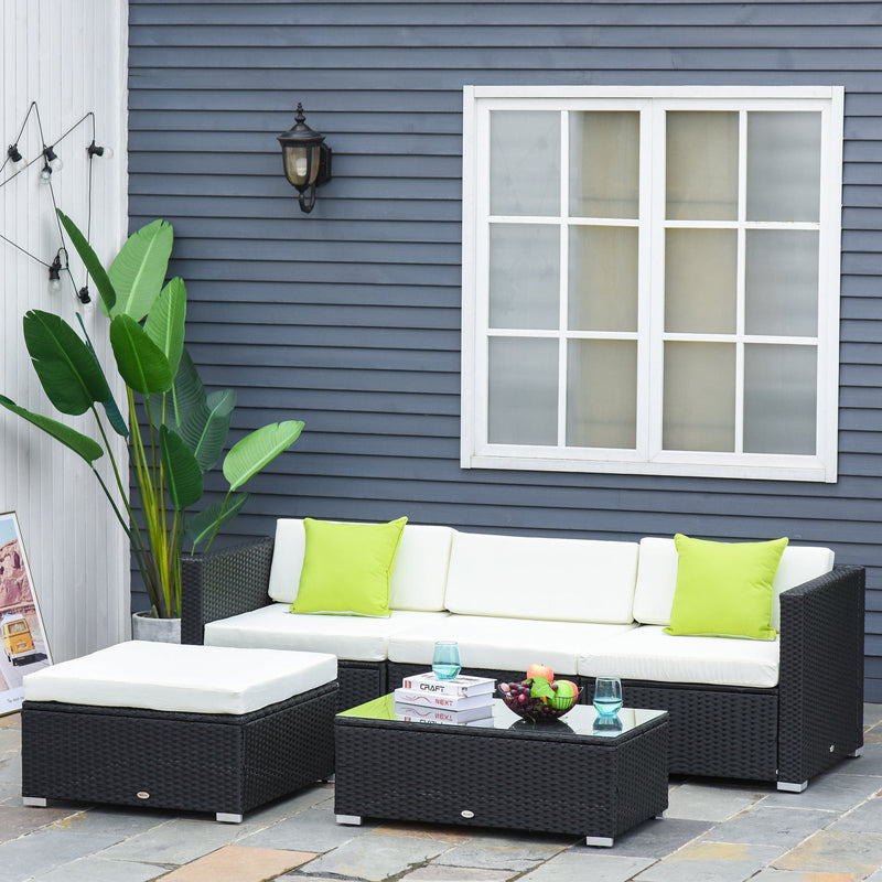 4 Seater Outdoor Rattan Sofa Set with Coffee Table, Cushions