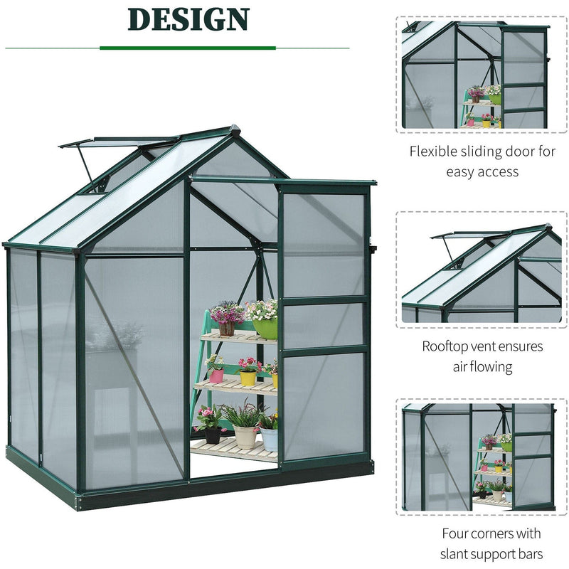 Polycarbonate Greenhouse, Walk In, Galvanised Frame, Clear
