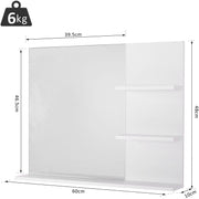kleankin Modern Bathroom Mirror, Wall-mounted Vanity Mirror with 3 Tiers Storage Shelves for Make Up, White Kleankin