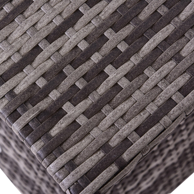Outsunny Outdoor Patio Rattan Wicker Coffee Table Bistro Side Table w/ Umbrella Hole and Storage Space, Grey Outsunny