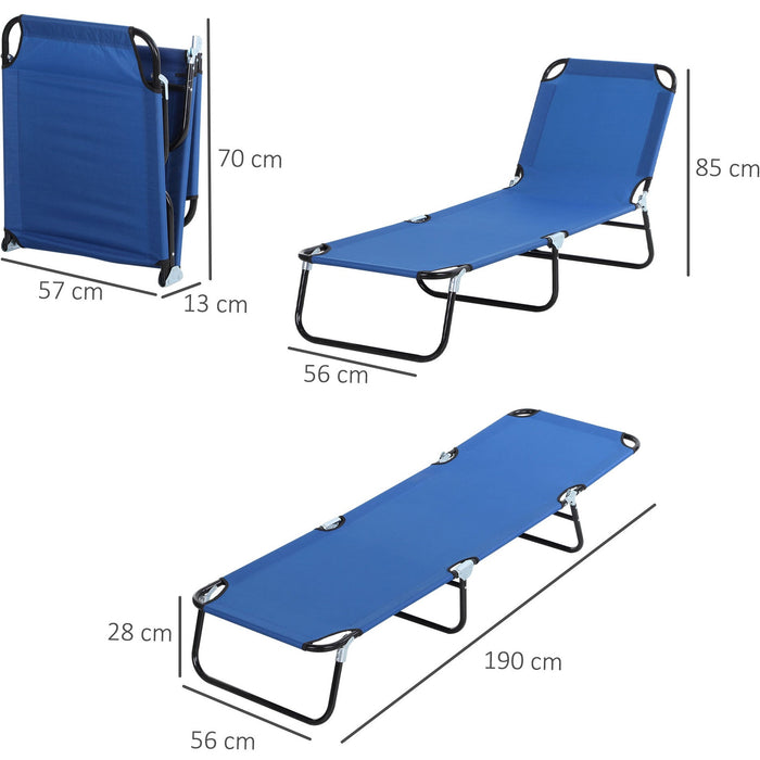 Folding Sun Lounger, 5 Point Adjustable Back