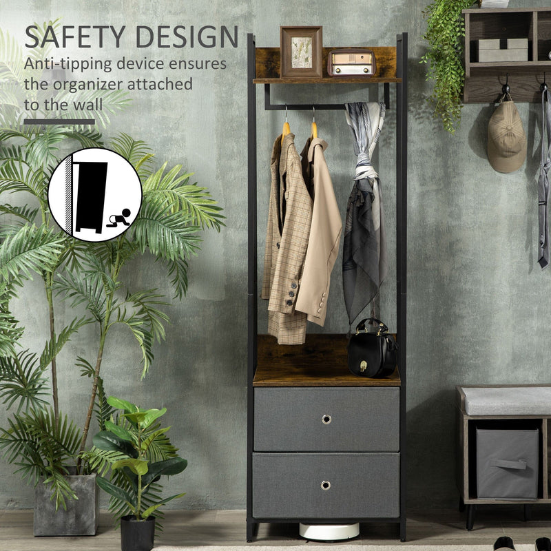 Industrial Open Single Wardrobe With Drawers