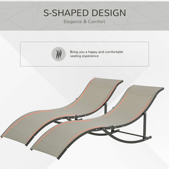 S Shaped Sun Lounger Set, Foldable, Set of 2