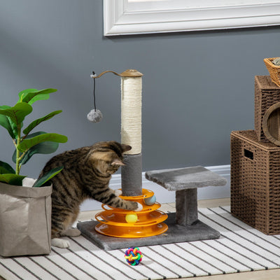 Grey Cat Activity Tower with Toy (56cm) Pawhut