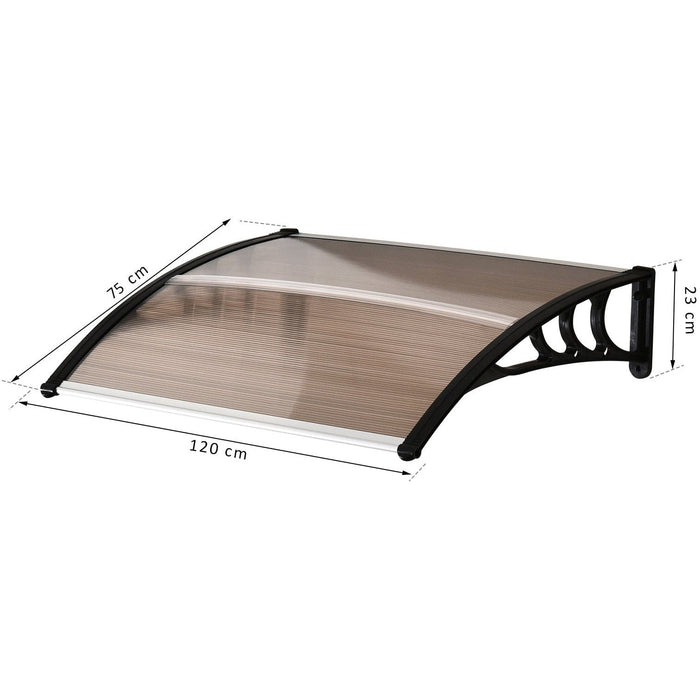 Polycarbonate Porch Door Canopy, Aluminium, 120 x 75cm