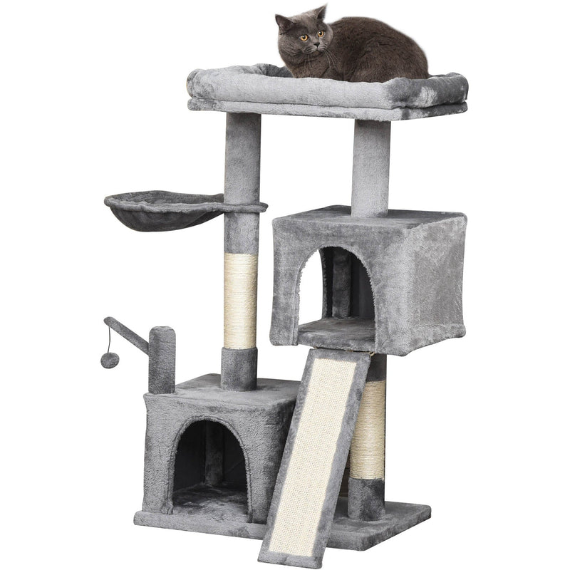 111cm Cat Tree, Climbing Centre, Sisal Post, Hammock, Grey