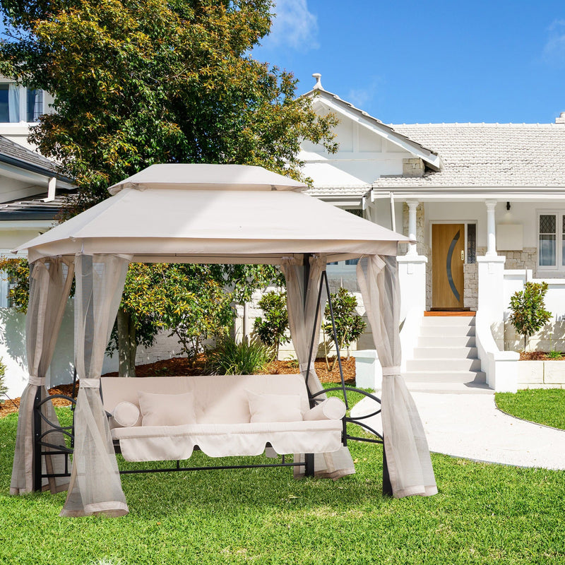 Outdoor 2-in-1 Convertible Garden Swing Chair Bed Outsunny