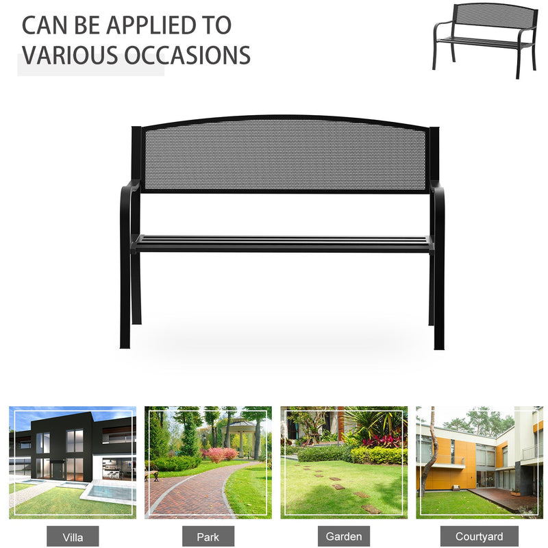 Metal Outdoor Bench Outsunny
