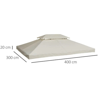 Waterproof Gazebo Canopy Replacement 3x4m, Cream (Top Only) Outsunny
