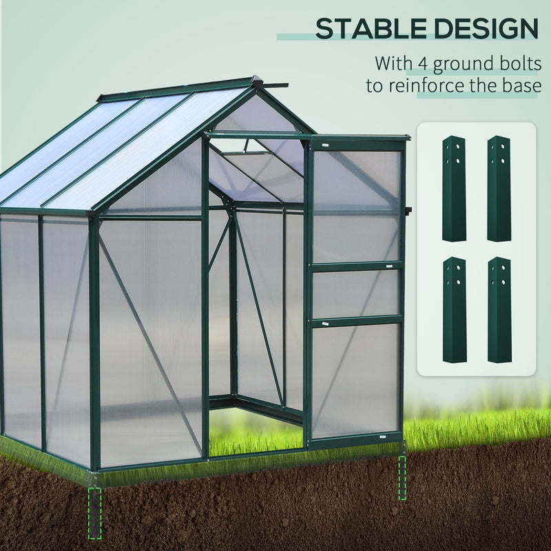 Polycarbonate Greenhouse, Walk In, Galvanised Frame, Clear