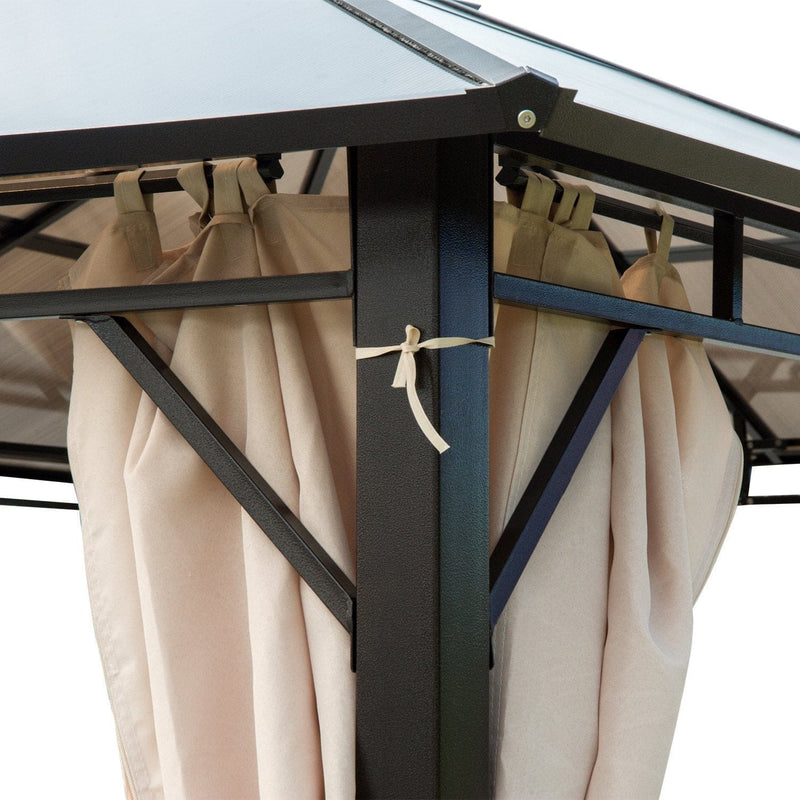 Metal Frame Gazebo, Polycarbonate Roof, 3.6x3m, Brown