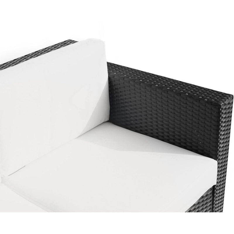 3 Seater Rattan Sofa with Cushions, Black