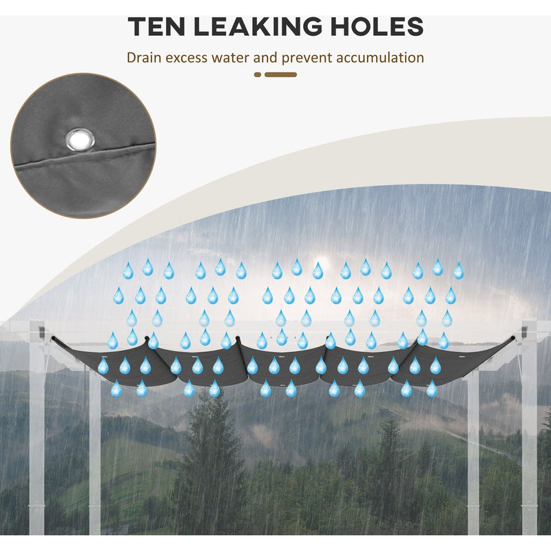 Outsunny Retractable Pergola Shade Cover, Replacement Canopy Fabric for 3 x 3 (m) Pergola, Gazebo Retractable Roof, Dark Grey