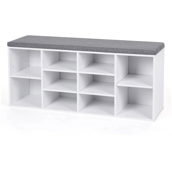 Vasagle Shoe Bench With Seat, White & Grey