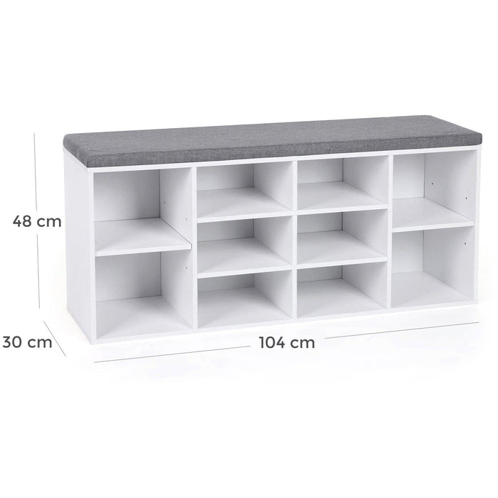 Vasagle Shoe Bench With Seat, White & Grey