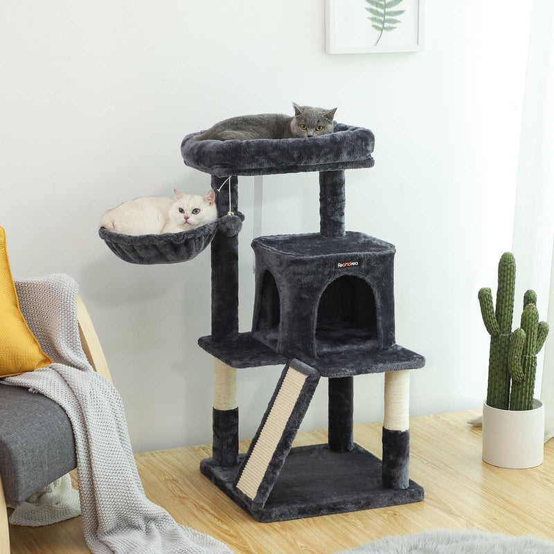 Feandrea Cat Tree Tower, Smoky Grey, 48x48x96cm