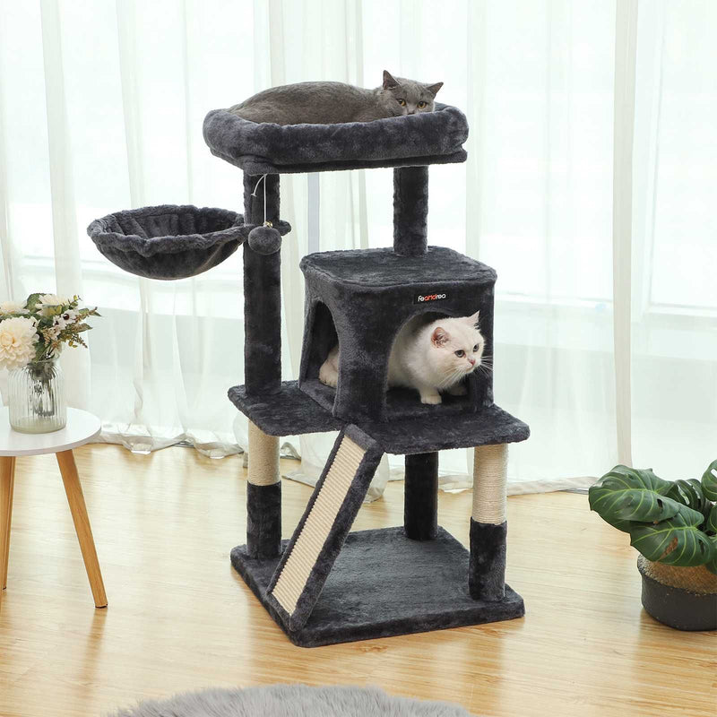 Feandrea Cat Tree Tower, Smoky Grey, 48x48x96cm
